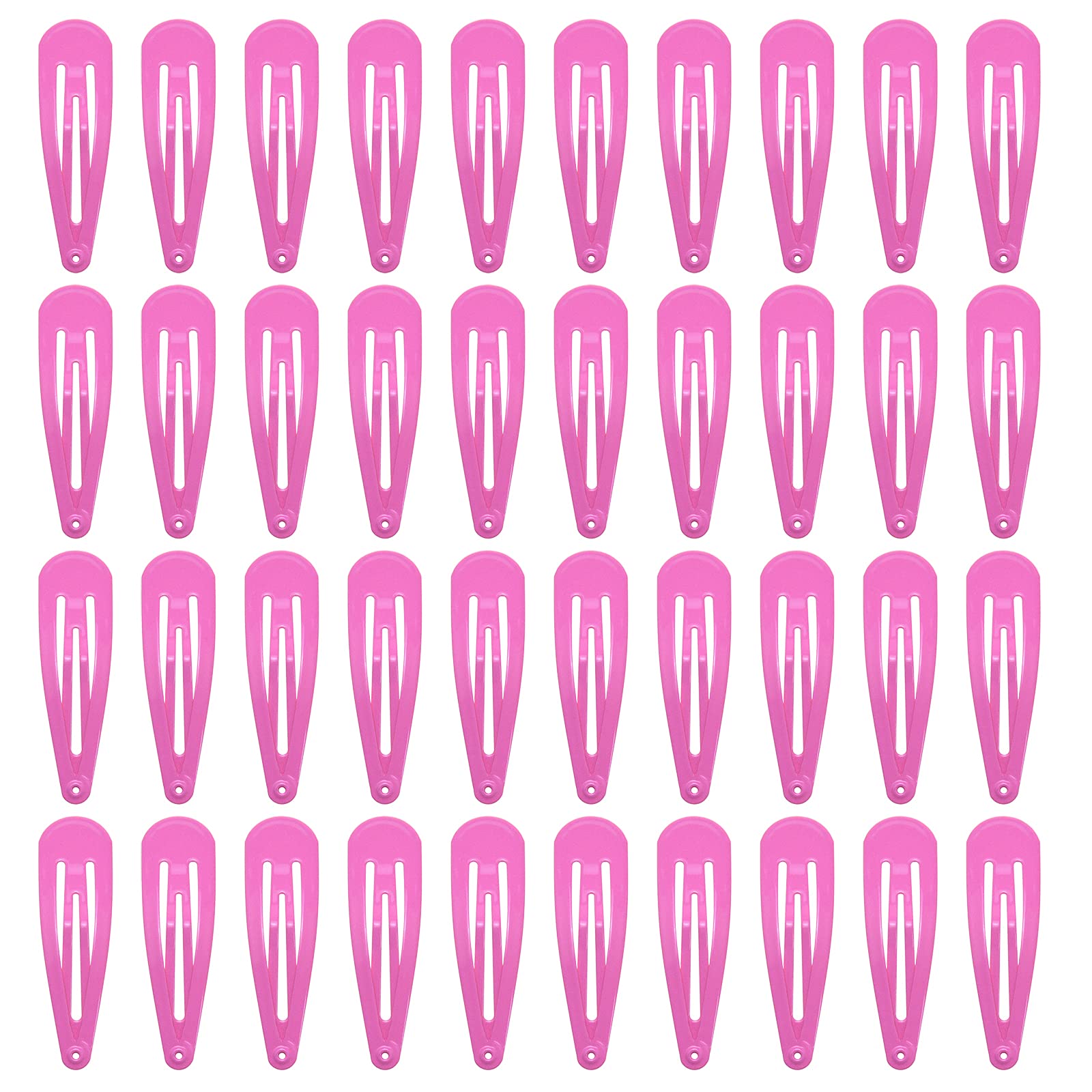 40 Counts Colorful Metal Snap Hair Clips 2 Inch Barrettes for Women Accessories (hotpink)