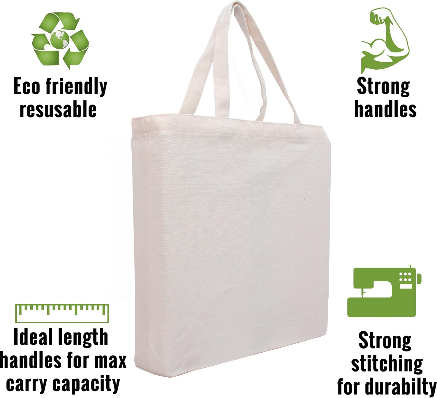 Premium Canvas Tote Bag by Threadart | Single Pack| Reusable Heavy Duty 100% Cotton | Holds up to 40lbs | Eco Friendly | Large Size 14.5x17x3" - Light Blue