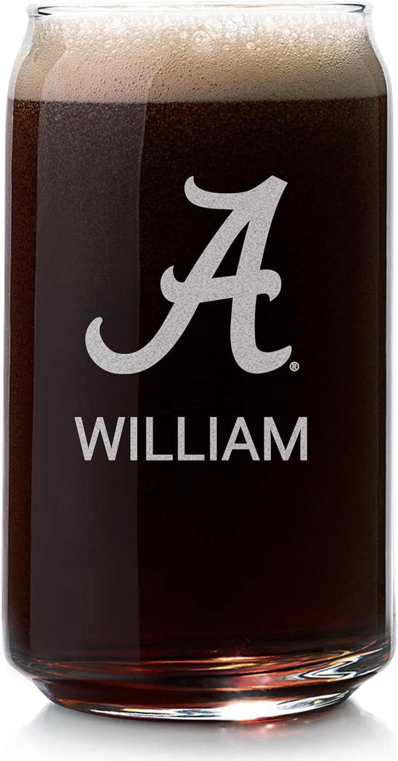 Lifetime Creations Personalized Alabama Crimson Tide Beer Mug - Officially Licensed, Engraved 25 oz Customized Glass Mug, Graduation Father's Day Birthday Gift for Football Fan, Alumni, Made in USA