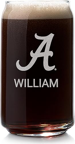 Vista 8 de Lifetime Creations Vaso de cerveza personalizado de Alabama Crimson Tide – Producto oficial, grabado de 16 onzas, regalo de cumpleaños para el Día