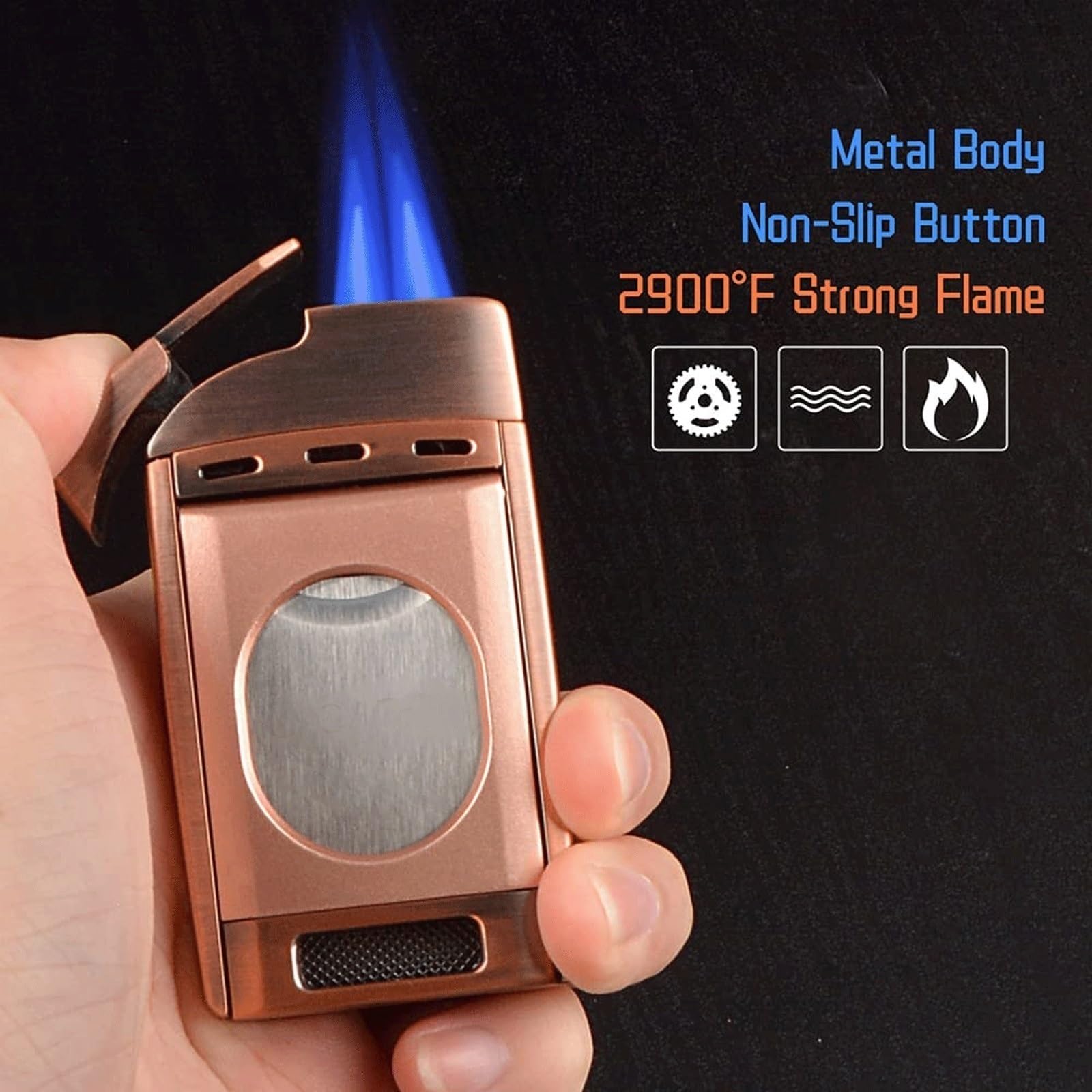 Encendedor de metal con doble llama, recargable, portátil, resistente al viento, perfecto para camping, barbacoa y necesidades de supervivencia