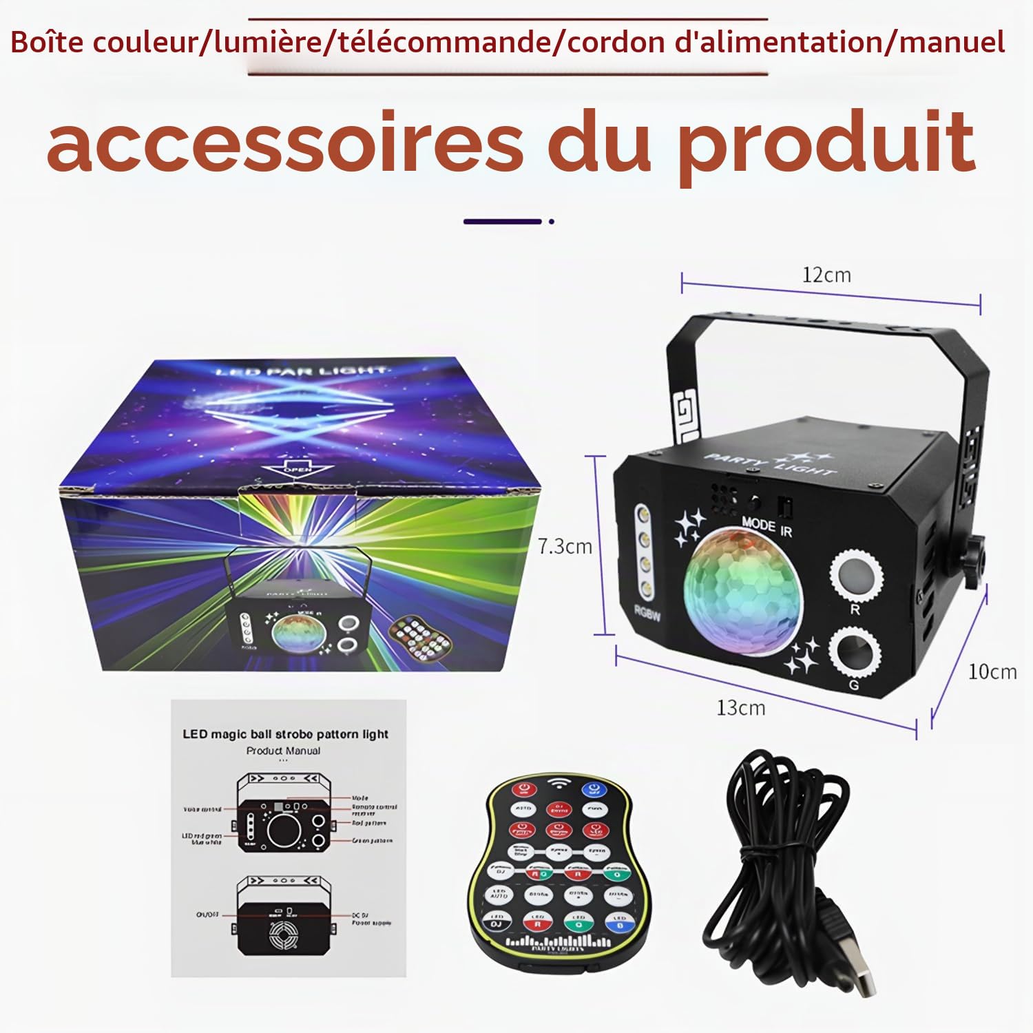 Disco Jeux de Lumière pour Soiree, Boule à Facette Lumière de Fête avec Stroboscope, Petite DJ Lampe de Scène à Commande Vocale, Mini Disco Lampe Ambiance pour Noël Halloween Vacances Karaoké Club