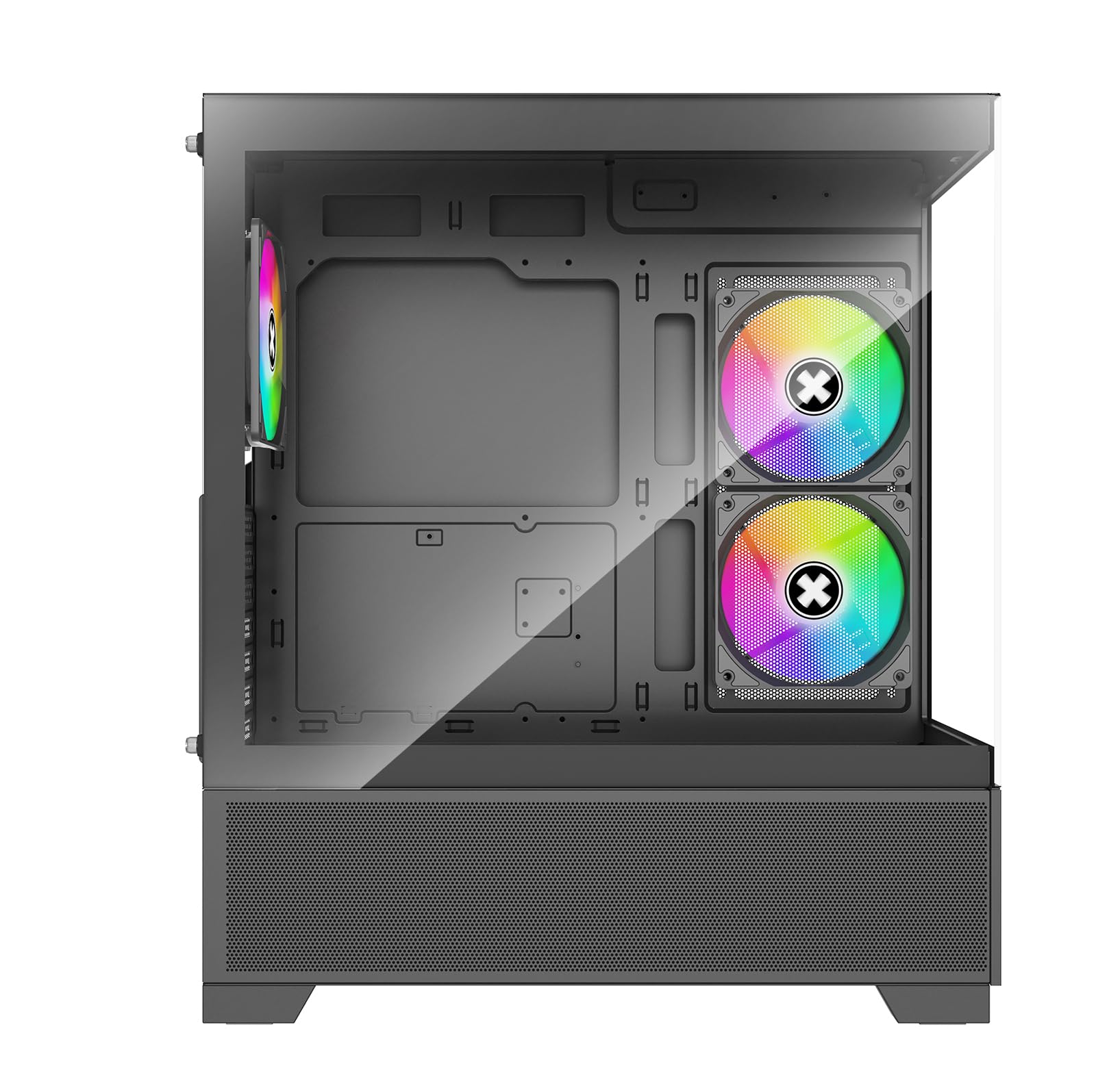 Xilence X218.ARGB XILENT Beam Gaming PC Gehäuse, 3X PWM Lüfter, ATX Midi Tower Case, Aquarium Glas Optik, hoher Airflow, optimiertes Kabelmanagement, PWM Control Board