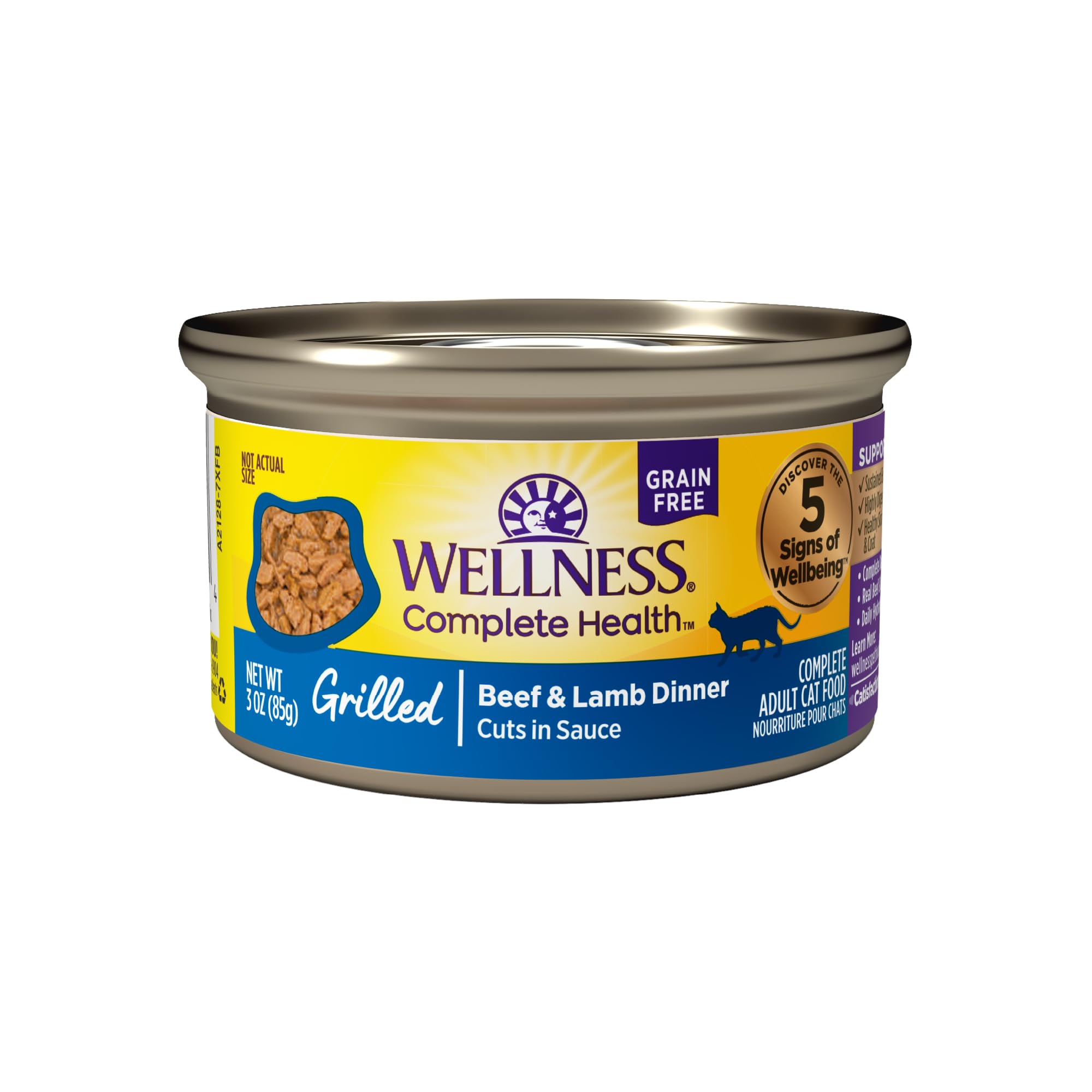 Wellness Complete Health Grilled Adult Canned Wet Cat Food, Natural, Protein Rich, Grain Free, Beef and Lamb Dinner Recipe, 3 oz, Pack of 12 Cans
