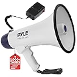 Pyle Megaphone Speaker PA Bullhorn with Built-in Siren - 40 Watts Adjustable Volume Control & Rechargeable Battery - 10 Sec Record Ideal for Football, Baseball, Basketball Cheerleading Fans, Coaches or for Safety Drills (PMP45R), White