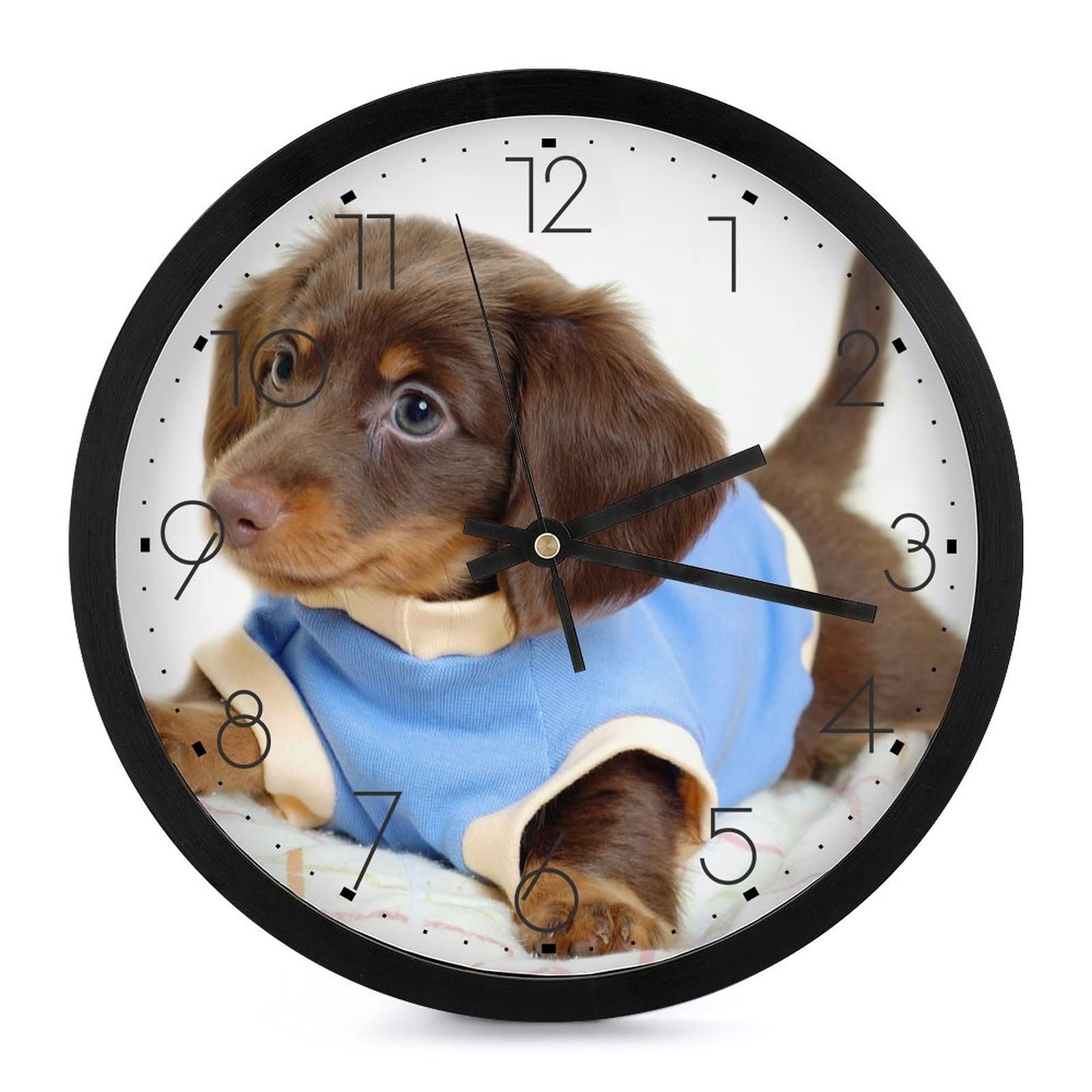 Pendule Murale Silencieuse Teckels Horloge Moderne de 25.4 cm pour Maison et Bureau