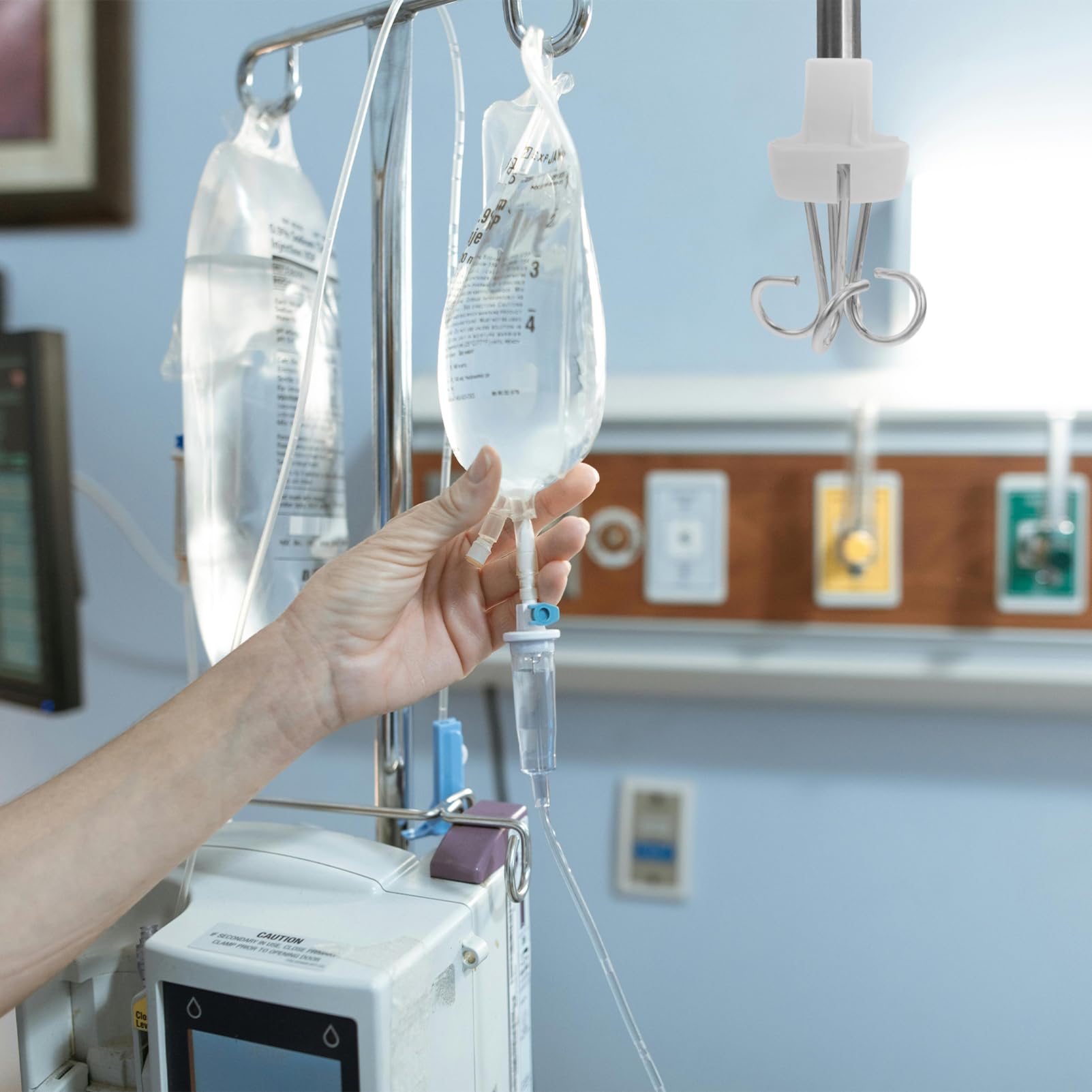 Crochet pour Perfusion Médicale en Plastique et Fer pour Support de Goutte | Crochet à Perfusion, Compatible Porte-flacons et Supports de Perfusion, Usage Médical et Hospitalier