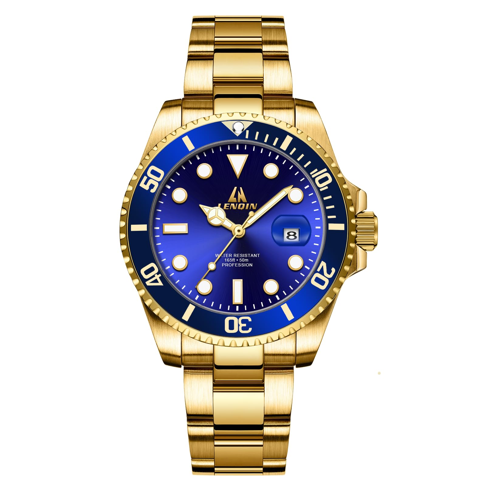 LN LENQIN Orologio Uomo Orologi in Acciaio Inossidabile Da Uomo Orologio Analogico Al Quarzo Impermeabile Orologi Da Polso Da Uomo Con Data Orologi Casual Alla Moda Luminosi