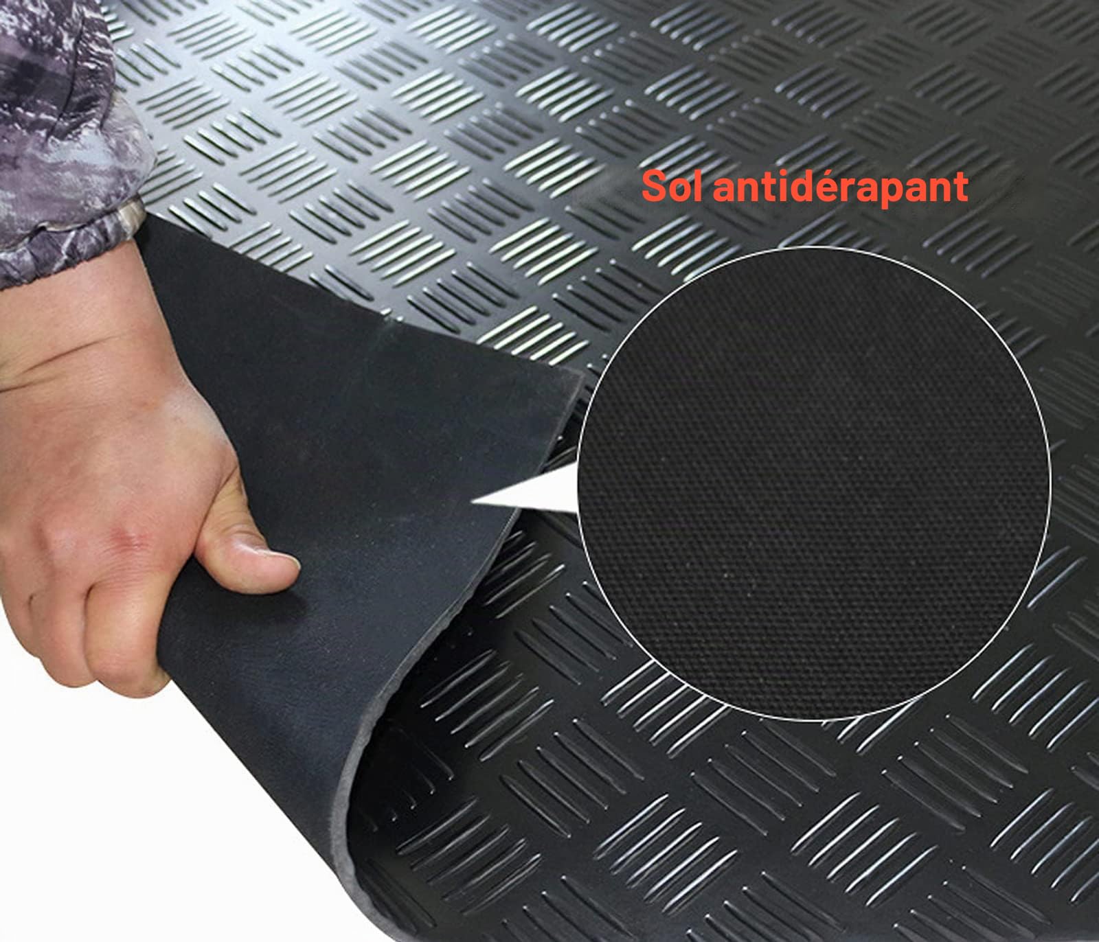 uyoyous Tapis de Protection en Caoutchouc au mètre - 500 cm x 100 cm - Antidérapant - pour Cave, Atelier, Garage - Épaisseur : 3 mm - Noir
