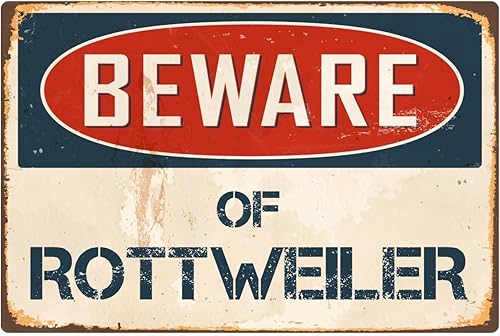 StickerPirate Letrero vintage de aluminio retro VS362 de 8 x 12 pulgadas con texto en inglés "Beware of Rottweiler"