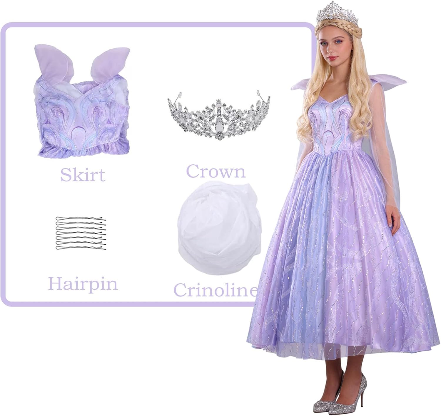Adult Purple Dress Sparkling Dress, Halloween Full Set Dress - Image 7