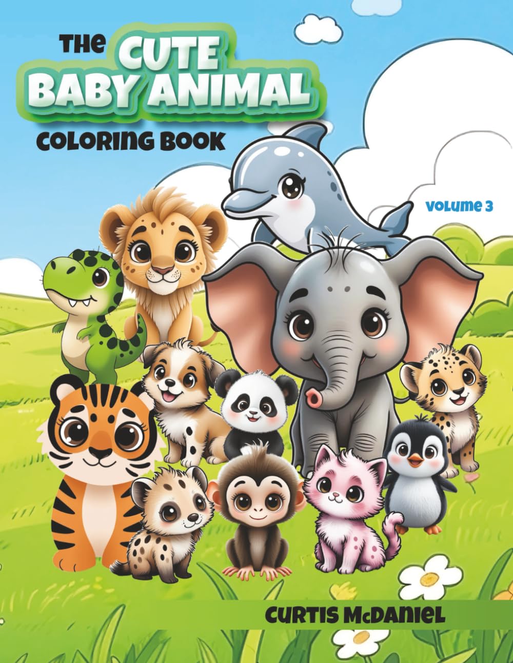 The cute, baby animal, coloring book: Volume three