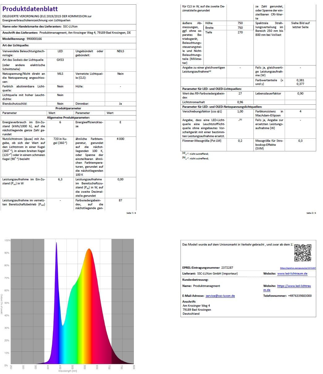 SSC-LUXon 4x CELI-X dimmbare Spot Deckenleuchte flach inkl. LED Leuchtmittel GX53 - Aufbauspot rund anthrazit warmweiss 4,5W 230V