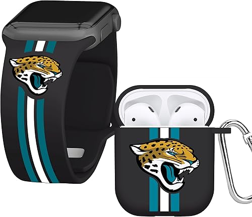Game Time Jacksonville Jaguars - Paquete combinado HD compatible con Apple Watch y AirPods Gen 1 y 2
