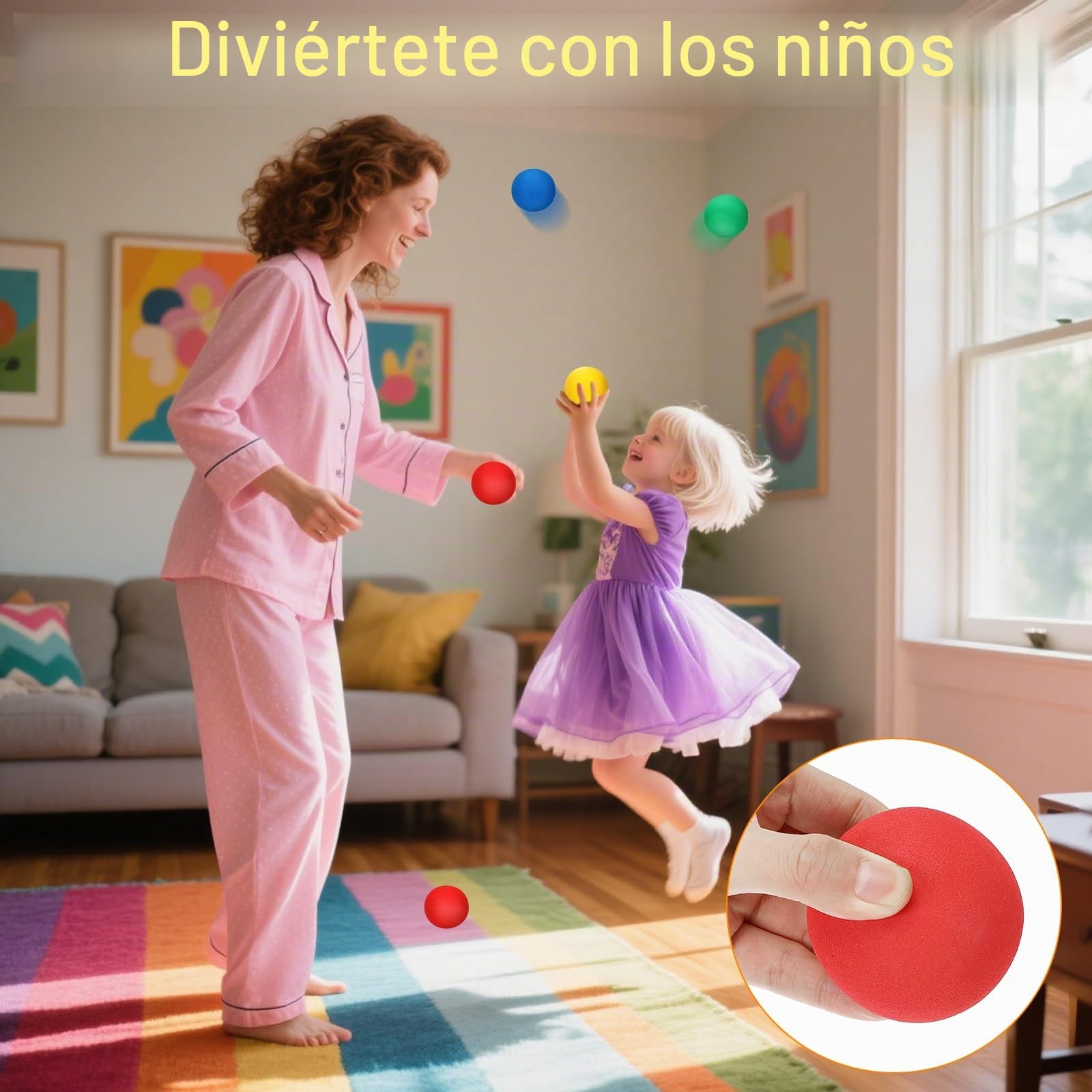 Tapvai 12 pelotas blandas, 6 cm, bola de espuma EVA, juegos interiores para niños