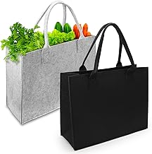 XIANGLONGY 2 Stück 18L Filztasche Einkaufstasche, Filztasche Groß 40x30x15 cm, Faltbar Filztaschen Shopper, Filz Tasche für Outdoor Trips, Picknick, Einkaufen