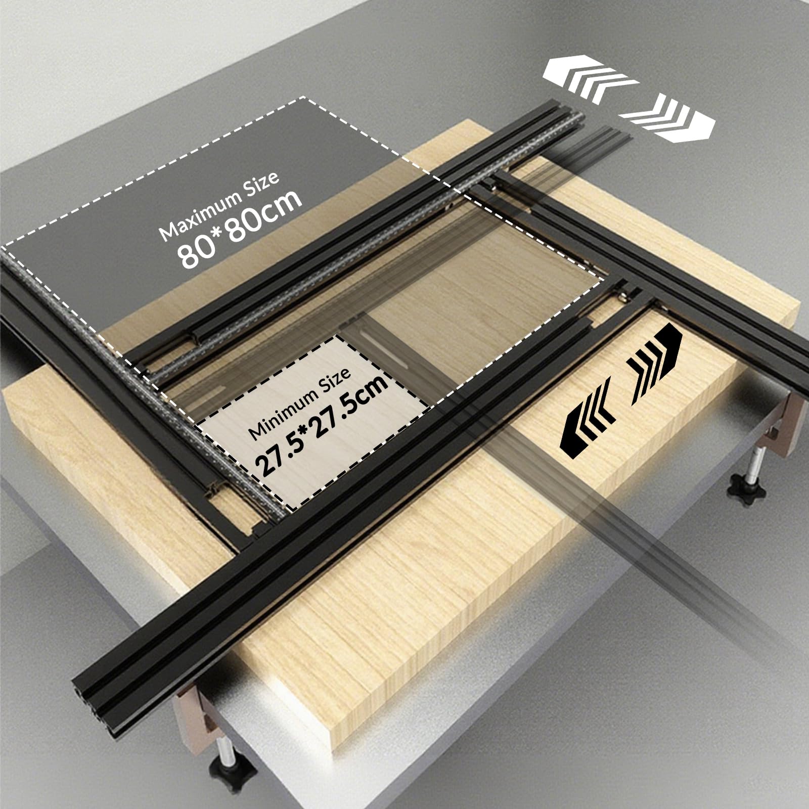 Plantilla de Enrutador Ajustable para Crear Ranuras Rectangulares Cuadradas | Plantilla de Enrutador de 800 mm x 800 mm, Ayuda de Enrutador para Enrutadores de Carpintería