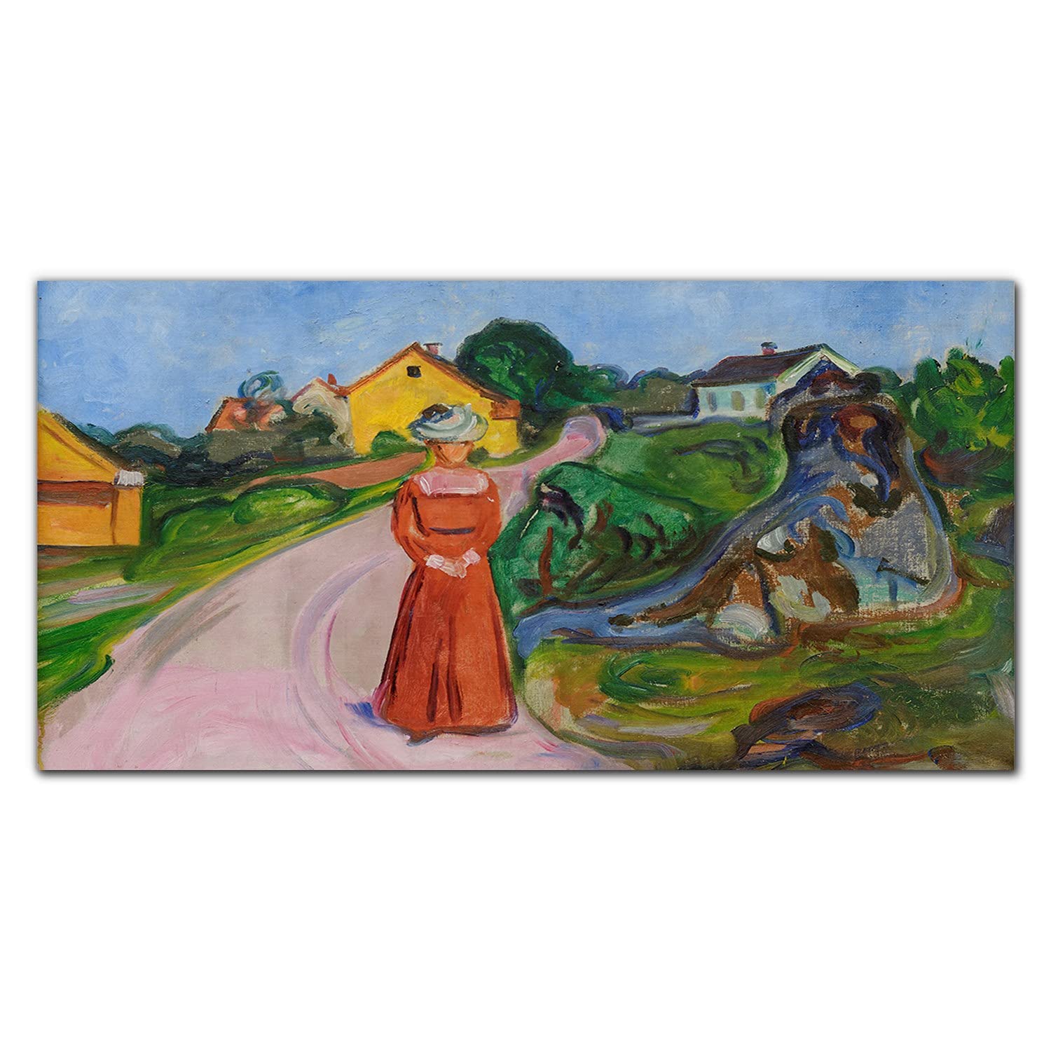 Crédence de cuisine en verre trempé 100x50cm Coloray protection murale femme en robe rouge