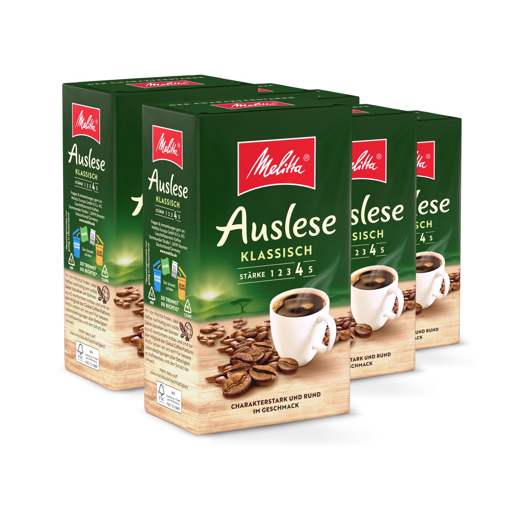 Melitta Wyboru kawy filtrowej 6 x 500 g, mielona, w proszku do ekspresów do kawy, mocne palenie, palona w Niemczech, w tacy | Ciemne palenie, idealne do ekspresów do kawy przelewowej