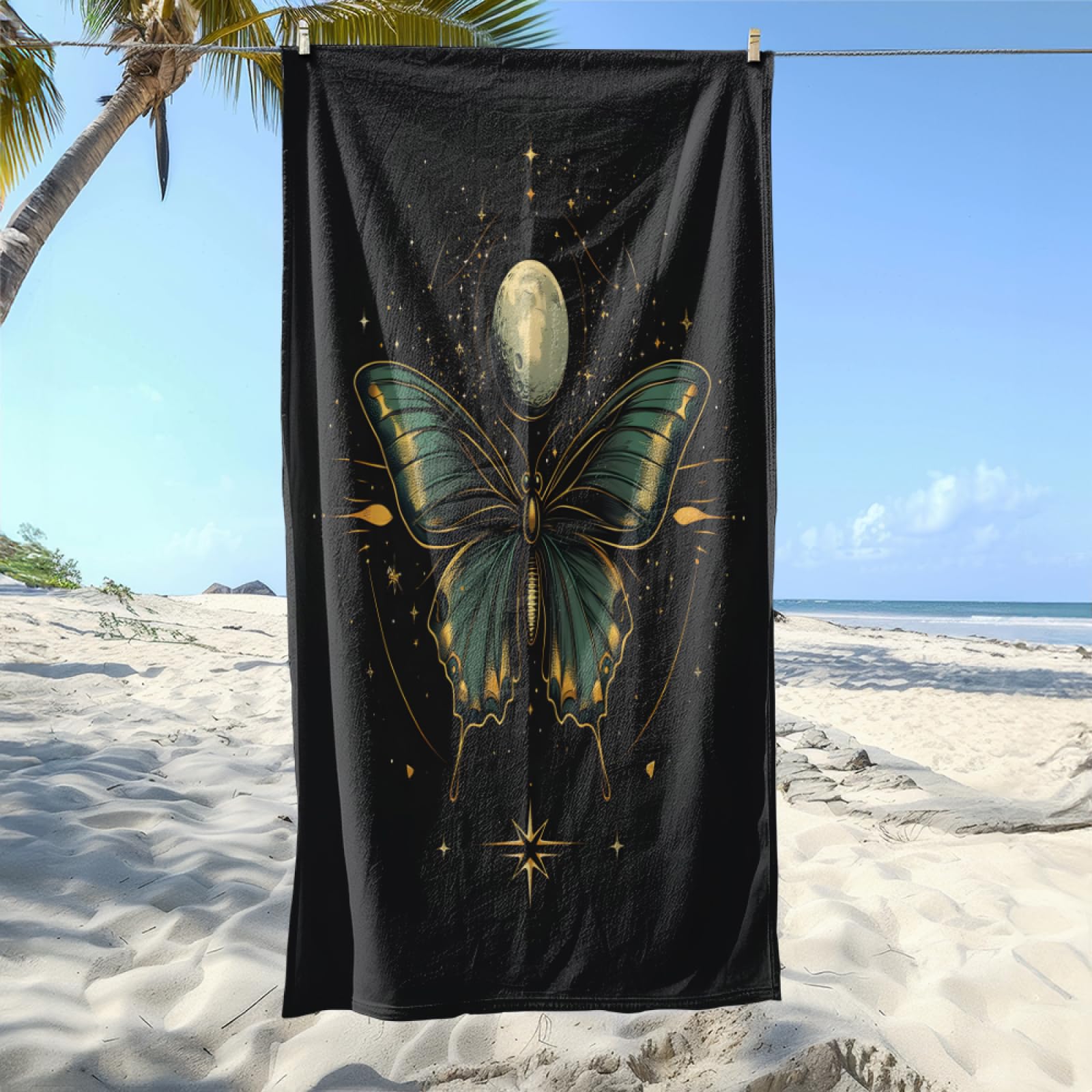 Serviette de Plage Brun Vert Foncé Drap de Plage Anti Sable Portable Serviette de Bain XXL Piscine Toilette Sport Microfibre Ultraléger Towel Absorbant Séchage Rapide 200x220cm