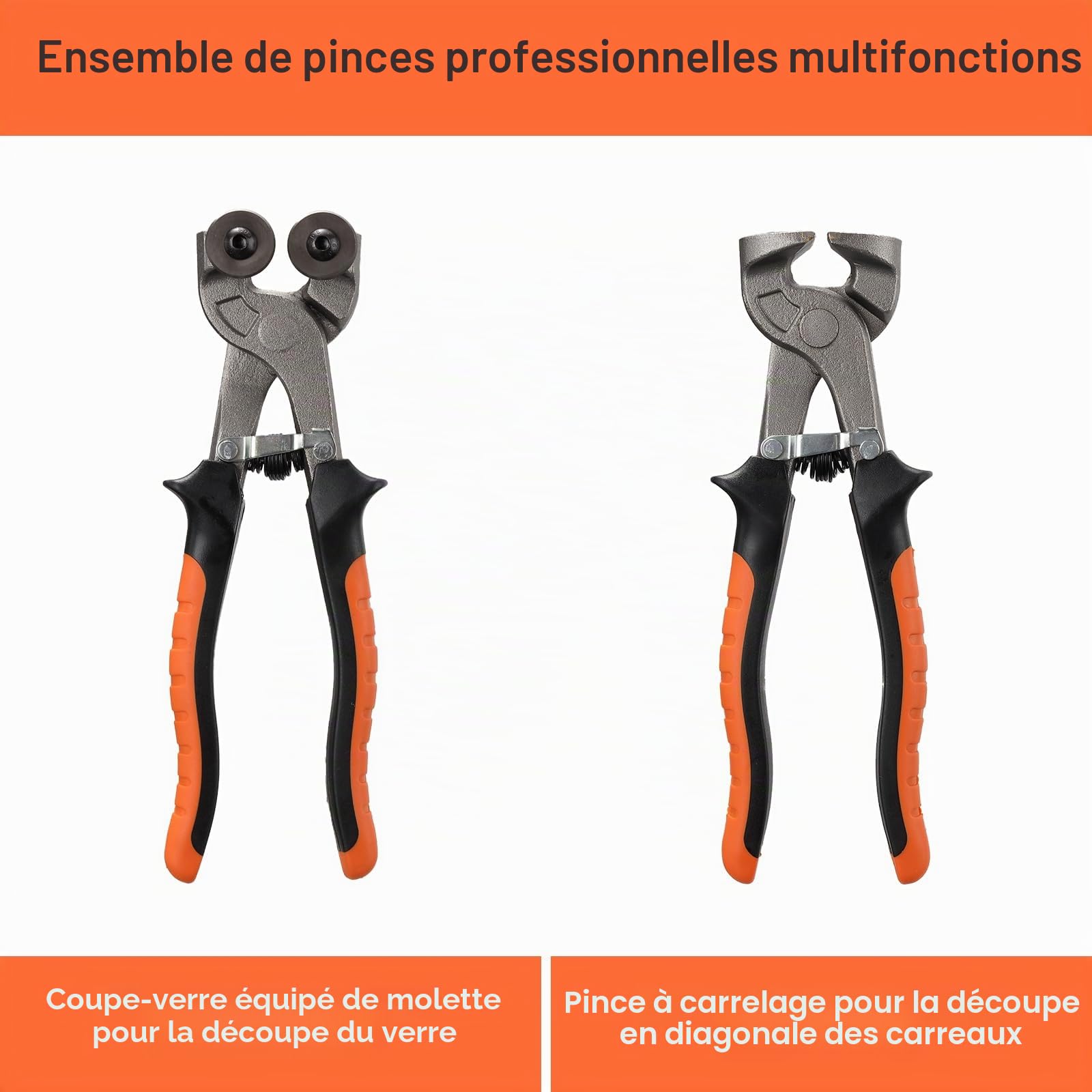 Lot de pinces à carrelage et coupe-mosaïque, pour porcelaine, verre, miroir, vitrail, carrelage, céramique, mosaïque, pince à carrelage et roues, coupe-carreaux en céramique, pince à verre