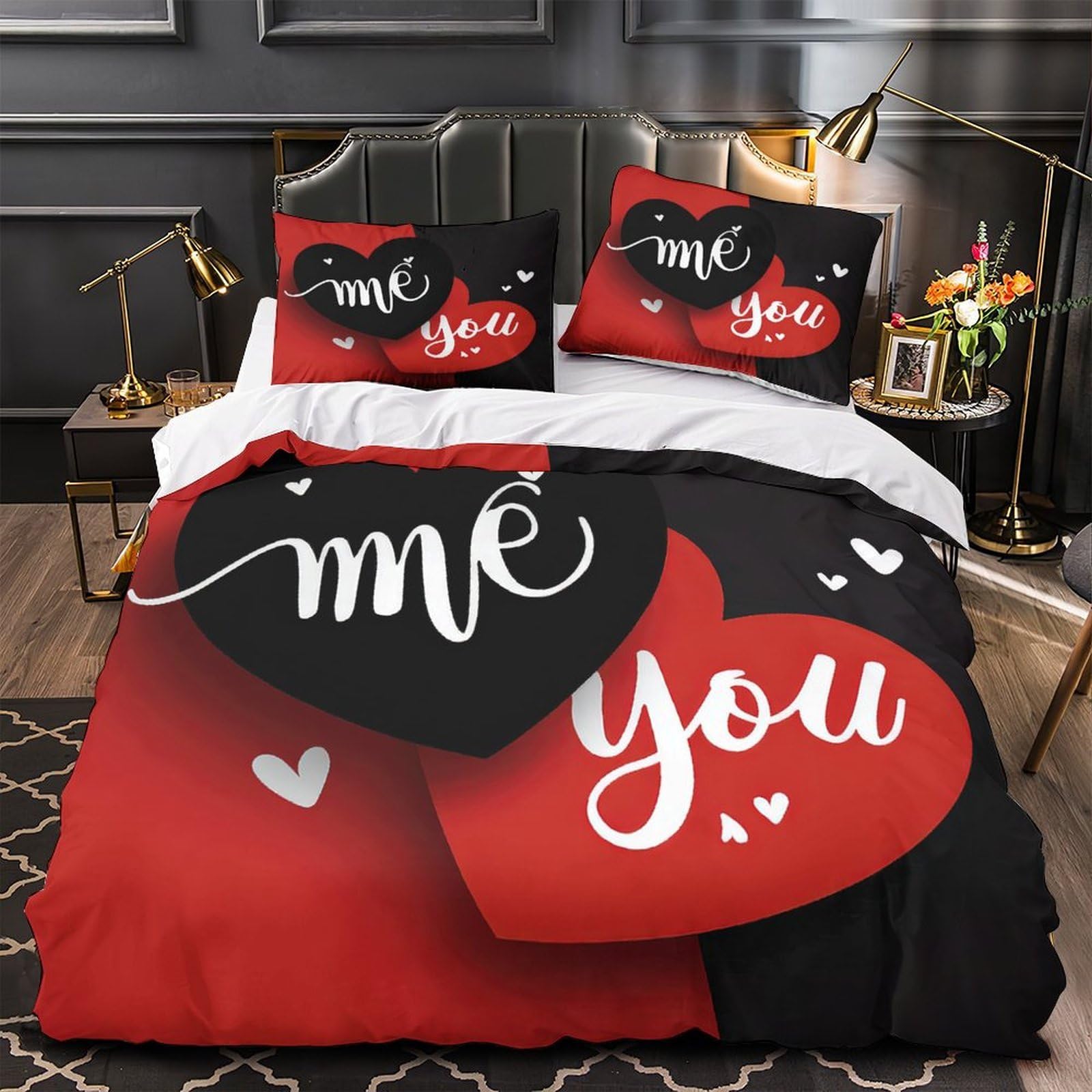 Housse de couette fermeture éclair symbole d'amour pour changer votre lit double sans effort