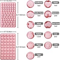 Vista 2 de Moldes de silicona de animales y flores, bandeja de gelatina de chocolate con 2 goteros que crea 260 alpaca, trébol, animales, arco iris y nube
