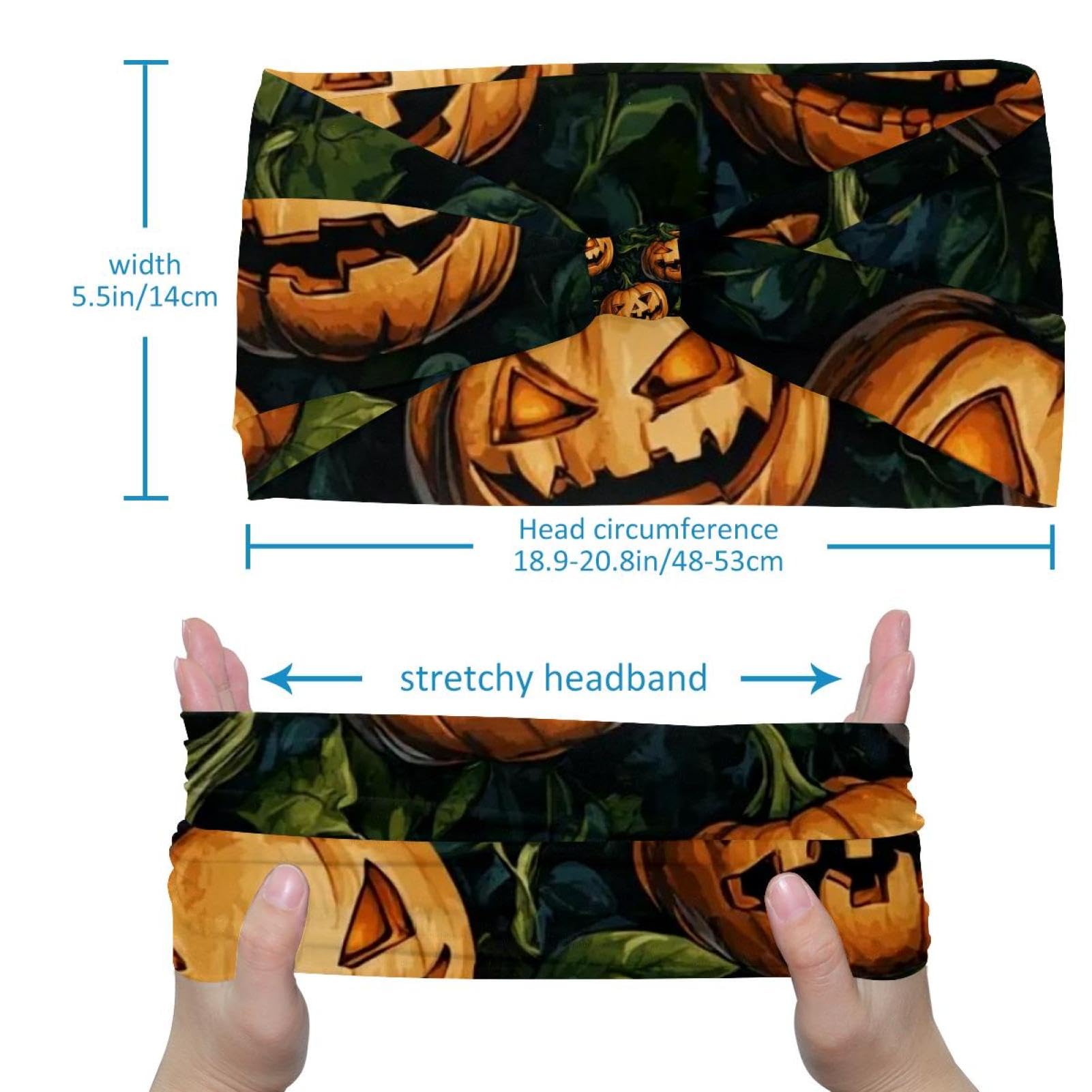 6 breite Stirnbänder für Damen, weiches Haarband, Sport-Haarband für Workout, Yoga, Laufen, nahtloses Muster von Halloween
