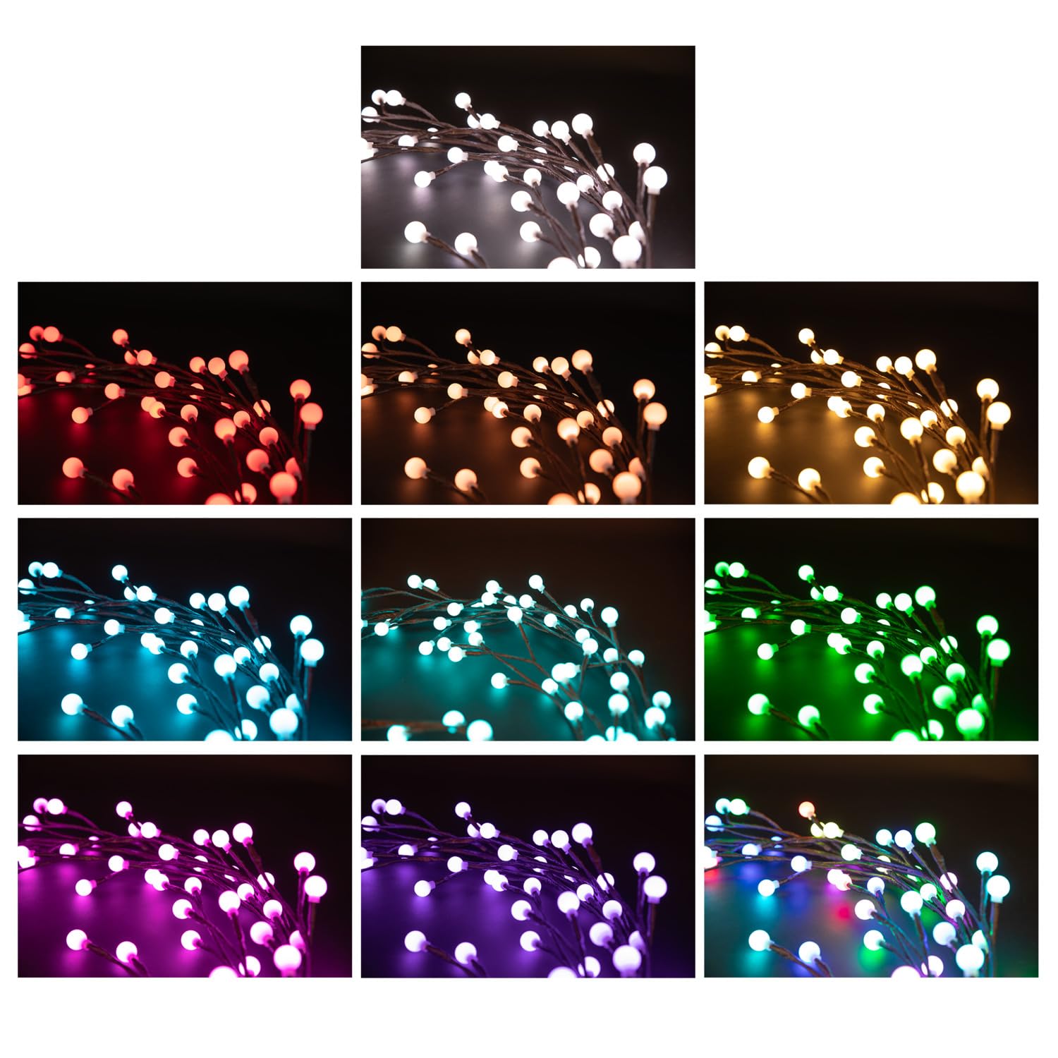 Idena 30522 - LED Zweige, Lichterkette mit 120 RGB LED in 16 Lichtfarben, Deko für Außen & Innen, ca. 2 m groß, 3 Timer Modi & 7 Lichtfunktionen, als Wanddeko und Lichterbaum (Packung mit 2)