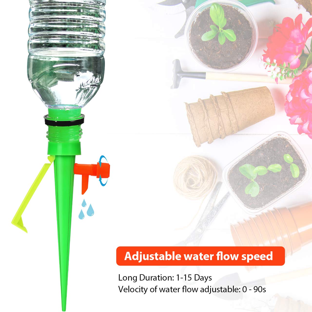 24 Pack Plant Watering Devices, Slow Release Control Valve Switch