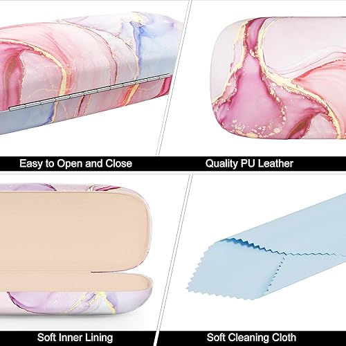 Miniatura 4 de NPOOYI Eyeglasses Case, Hard Shell Protective Case for Glasses, Unisex for Women Men, Glass Case with Cleaning Cloth