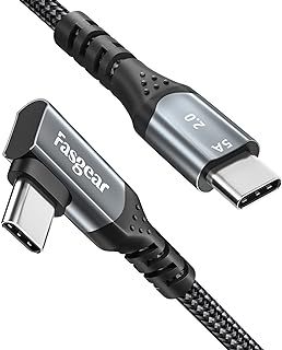 Fasgear USB C to USB C Cable Right Angle 90 Degree 100W 5A PD Fast Charge Type C Cable Compatible with Mac-Book Pro Air i-Pad Pro 2020 Galaxy S20 S10 Huawei P40 Lenovo ThinkPad XPS HP(3ft, Black)