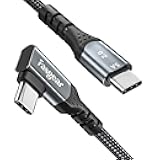 Fasgear USB C to USB C 100W Cable 10ft Right Angle, 5A PD Fast Charge Type C 90 Degree Emarker Cord Compatible with MacBook Pro/Air,iPad Pro 2020,Galaxy S24/S23,Huawei P40,ThinkPad,Dell XPS,HP Black