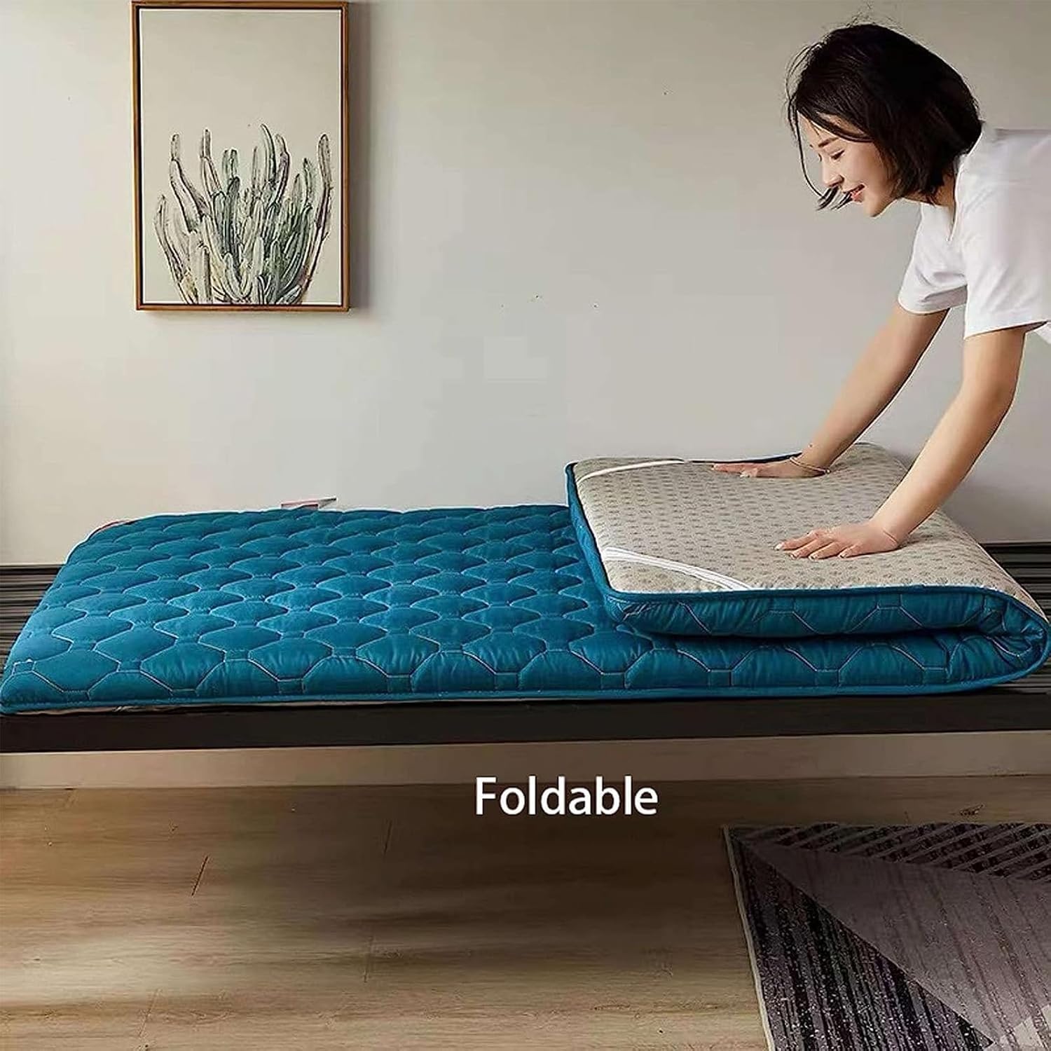 Japoński materac futon, Shikibuton, zwijana, przenośna mata kempingowa, miękka, składana podkładka do spania, szara, 90 x 200 cm, idealna do domu, podróży i użytku na zewnątrz