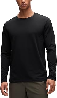 CRZ YOGA Cotton-Blend Long Sleeve Shirts | Workout, Dry Feel, Moisture Wicking, Soft, Classic Fit, Crewneck, Casual, Tops for Men