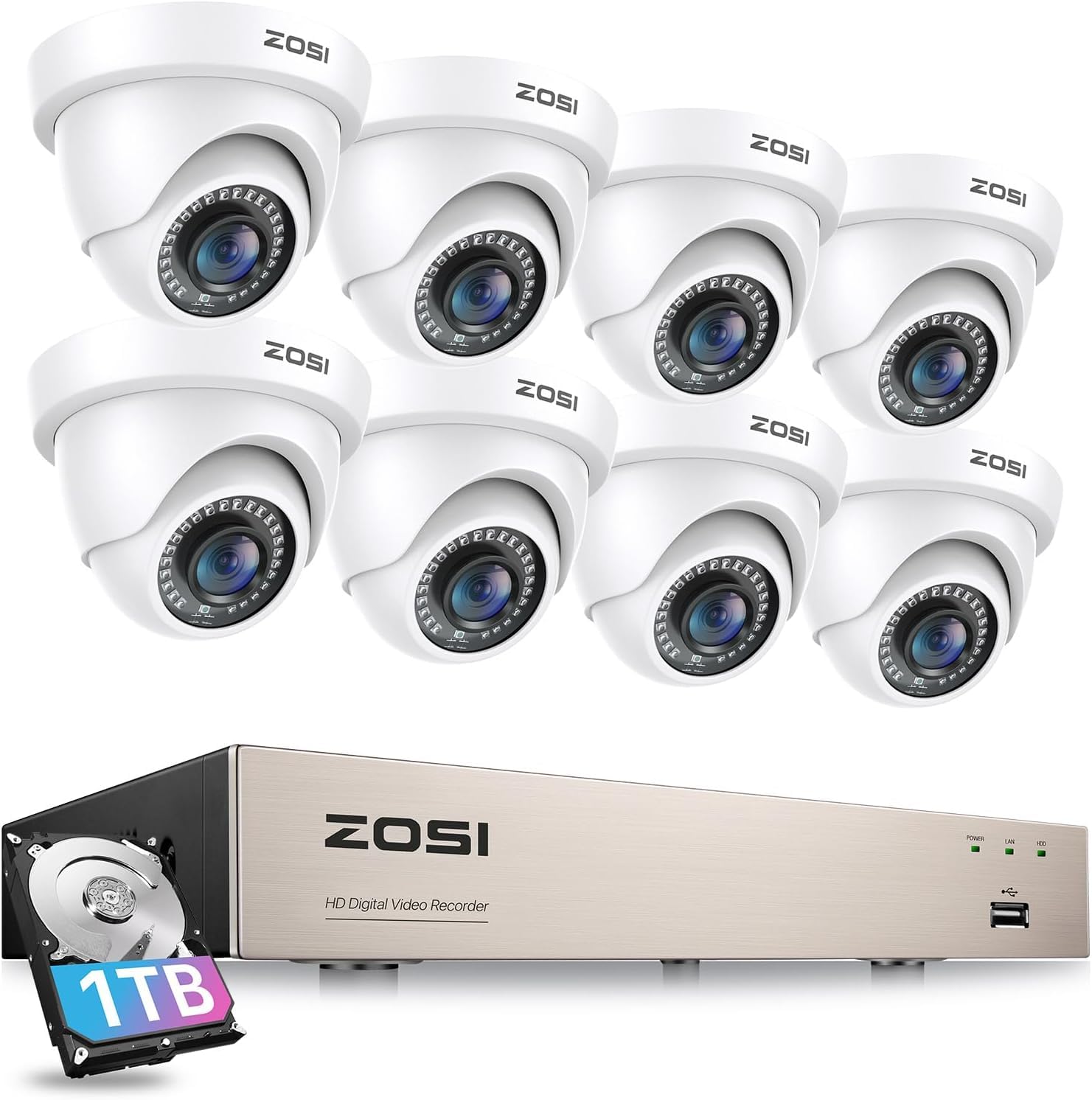 Amazon.com : ZOSI 8CH Home Security Camera System Outdoor Indoor,H