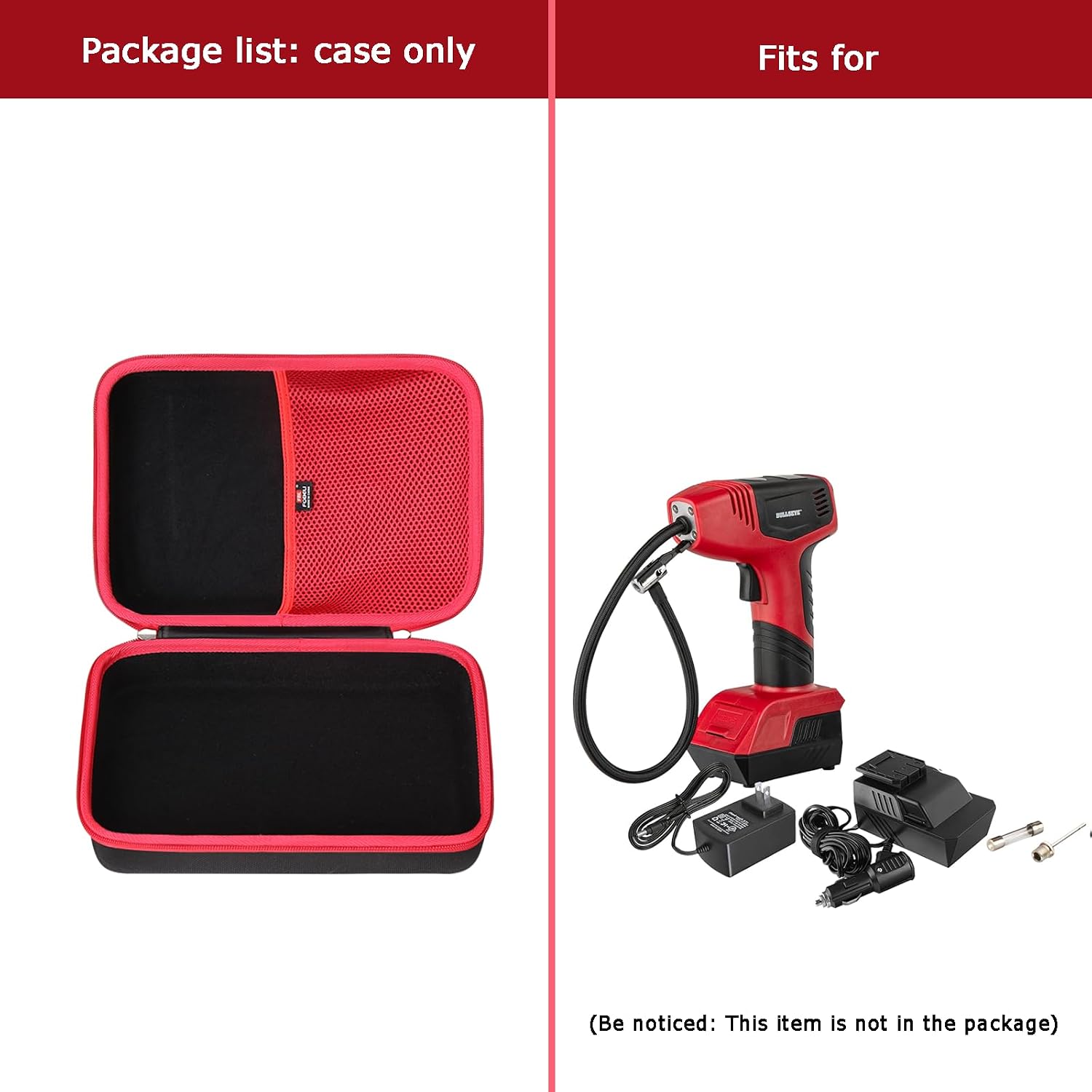 FBLFOBELI Hard Storage Carrying Case for Bullseye Pro/for KeenPower Digital Tire Inflator, Case Only (Red)