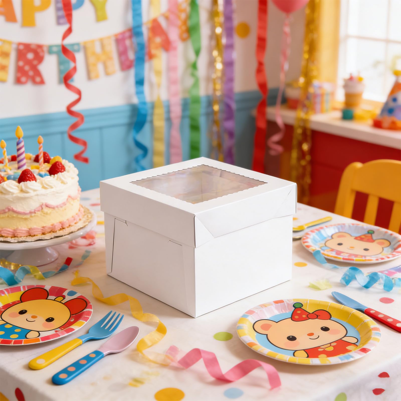 20 cajas de cartón para tartas, color blanco, 25 x 25 x 20 cm, caja para tartas, caja de transporte para tartas, caja de transporte, para tartas, cajas de cartón para tartas, pasteles