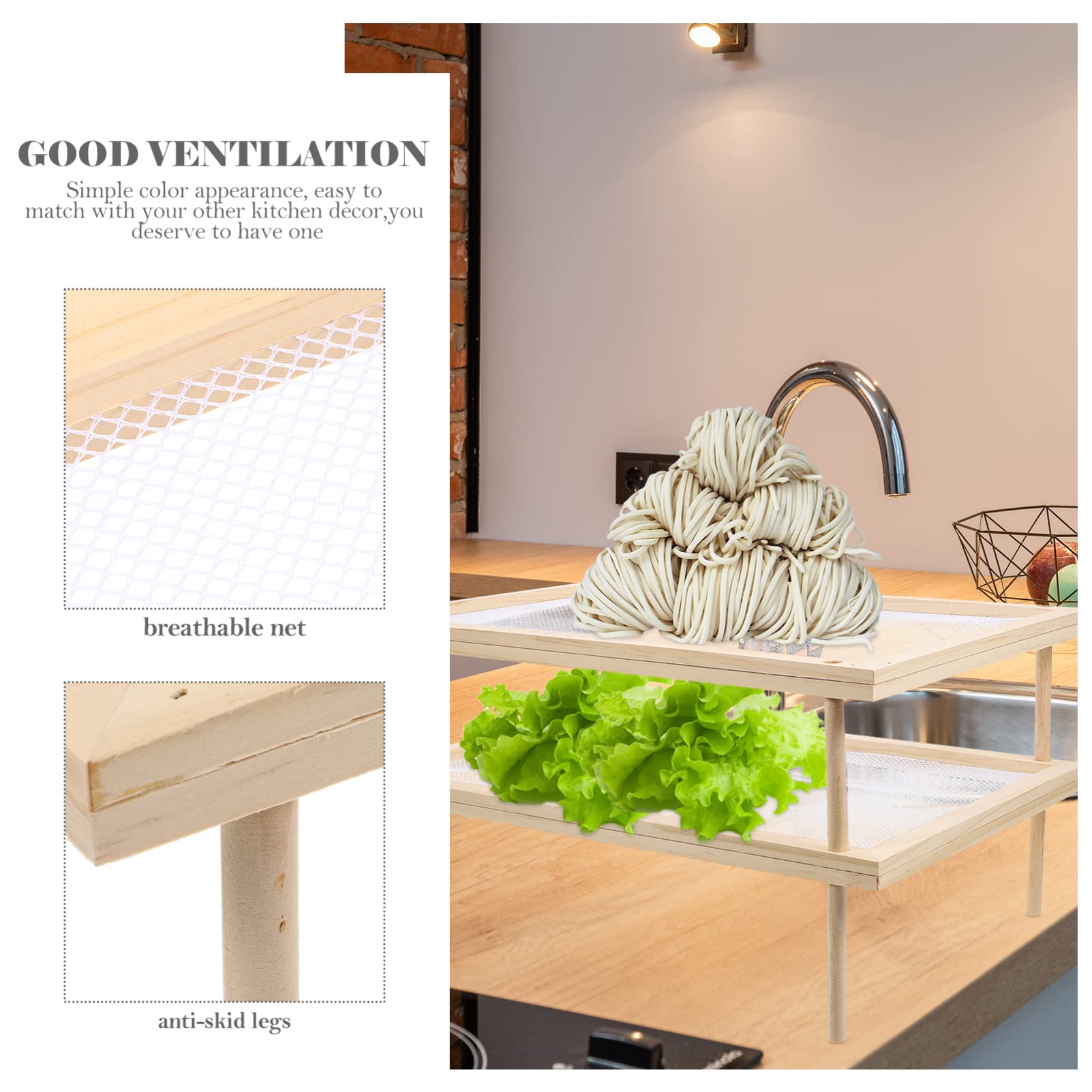 PRETYZOOM Rejilla Secadora de Fideos de Madera para Cocina y Exterior, Fácil de Usar y Resistente