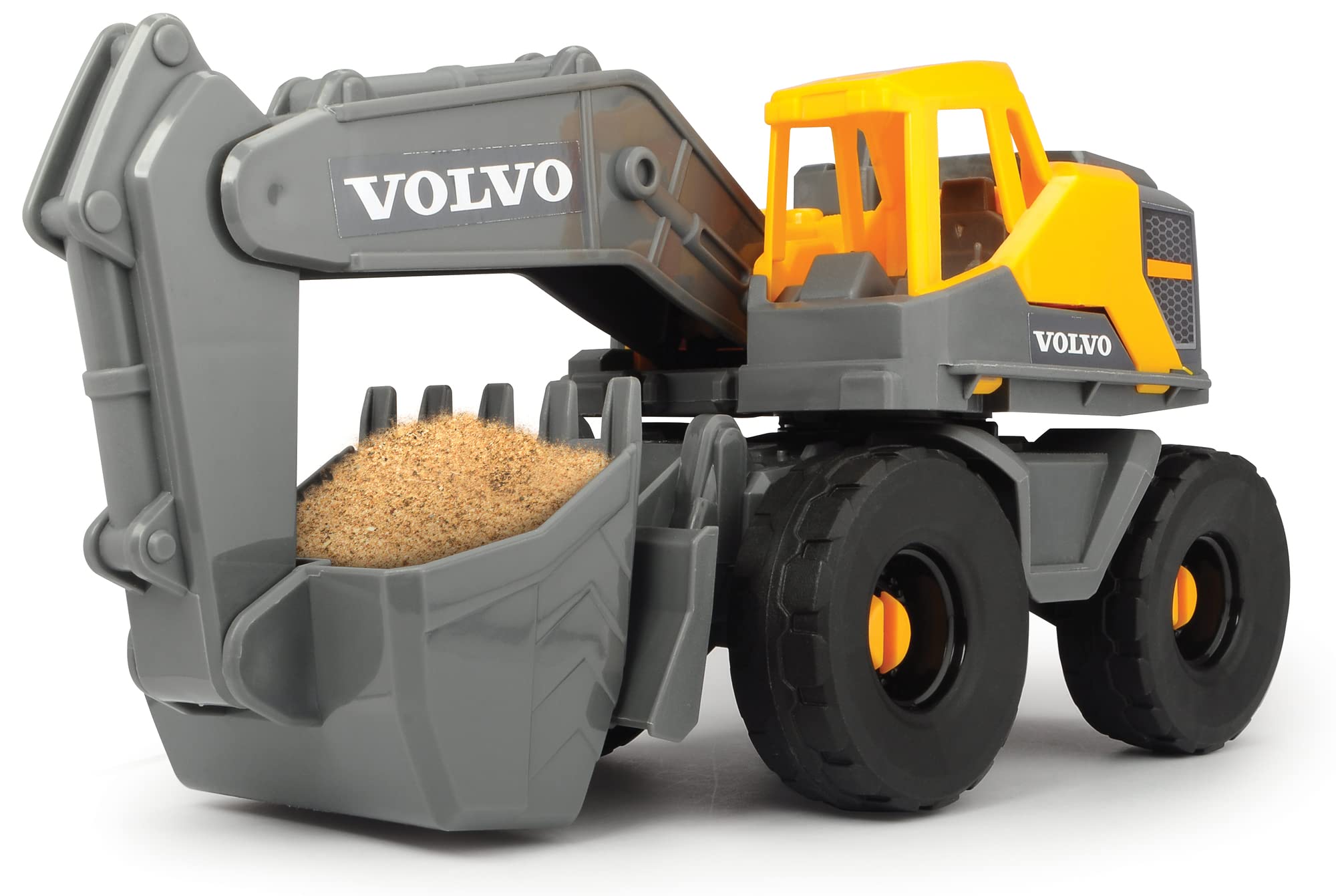 Dickie Toys-Volvo Baustellen-Spielzeug (9-teiliges Set)-für Kinder ab 3 Jahren, 1 Meter hoher Kran, 3 Baustellenfahrzeuge (Radlader, Bagger, Kipplaster), Sandspielzeug & Helm, Mehrfarbig (203724007)