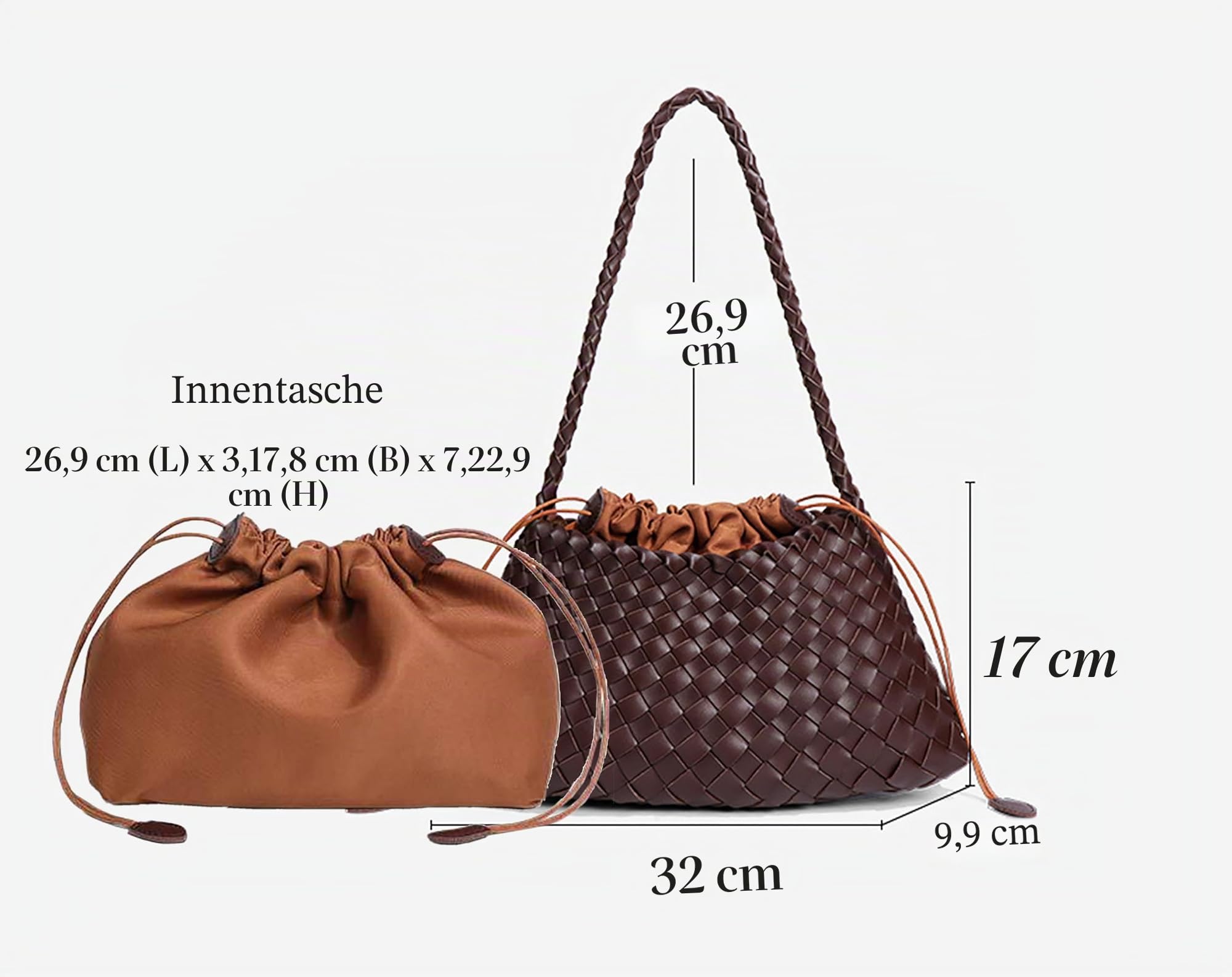Gewebte Hobo-Taschen für Frauen Wildleder gewebt Stoff Tasche trendige Eimer Handtasche Unterarm Umhängetasche Vintage Handtasche Retro Clutch Taschen