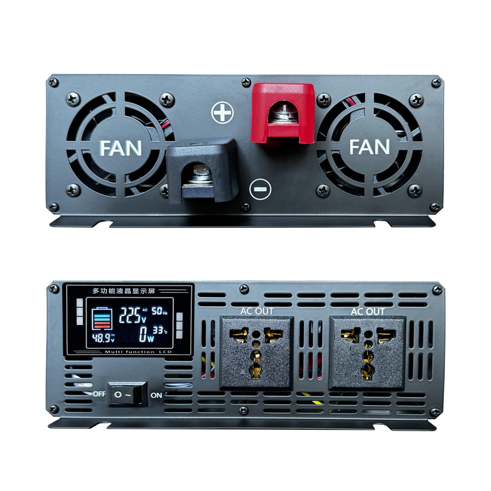 Inverter Onda Pura 3500W/5000W/6000W/8000W/10000W/12000W Invertitore di Potenza 12V 24V 48V 60V 72V a 110V/220V Convertitore di Alimentazione con Telecomandoler &prese AC Doppie & per Car Camper(10000