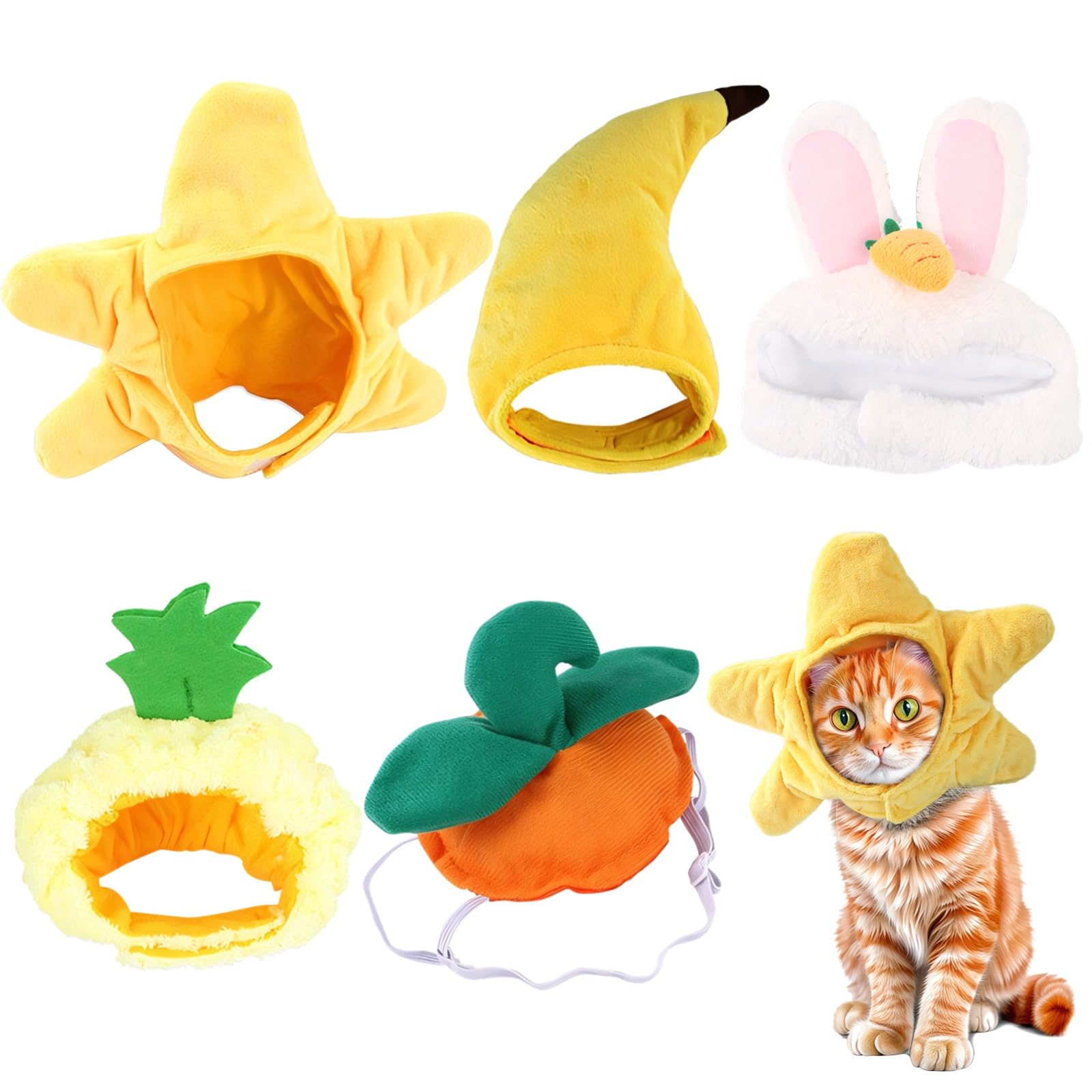 Gorro para gatos de felpa suave ajustable y disfraces para mascotas pequeñas