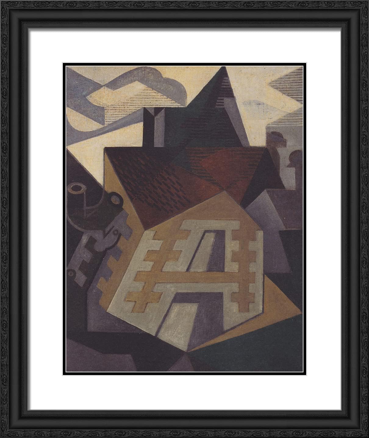 ArtDirect Gris, Juan 20x23 Gold Ornate Framed Art Print with Double Matting Titled: Landscape at BeaUlieu ll