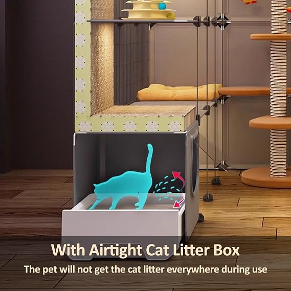 Large Cat Cage - Outdoor Cat Enclosure for Multiple Cats, Indoor Playpen with Litter Box, Easy to Assemble Pet Cages, Spacious DIY Cats Habitat for Small Animals(5x6x2)