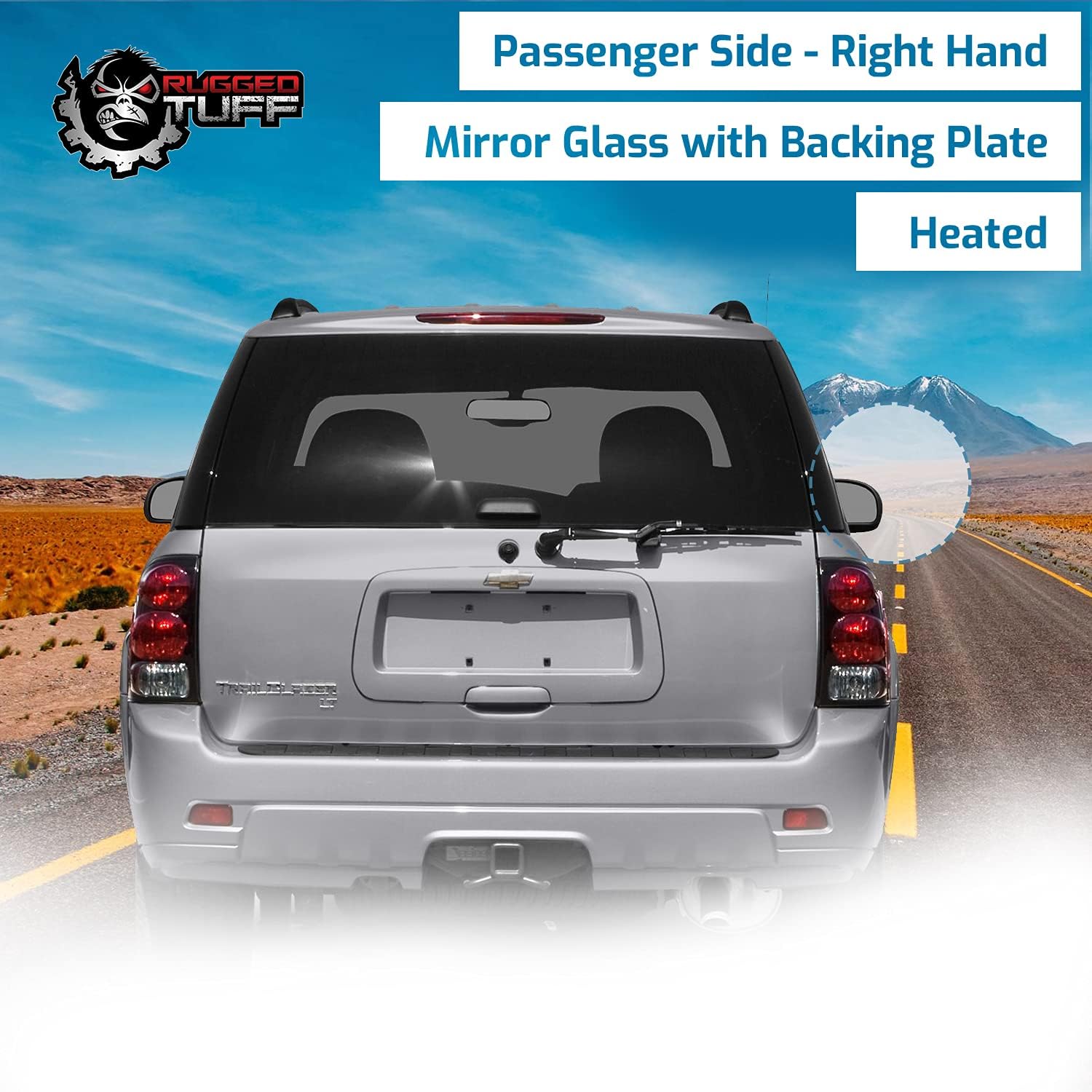 Passenger Side Mirror Glass Assembly For Chevy Trailblazer, GMC Envoy, Buick Rainier, Oldsmobile Bravada, Isuzu Ascender, Saab 9-7x Right Door Mirrors 88980571 Heated