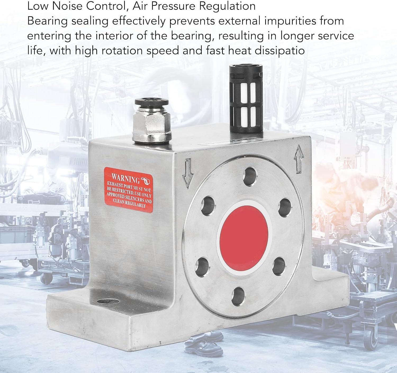 G1/4in Pneumatic Turbine Vibrator Stainless Steel Inlet Outlet Low Noise High Vibration Force Industrial Air Vibrator