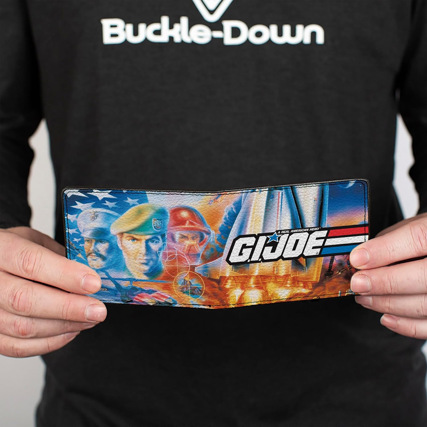 Buckle-Down Hasbro Wallet, Bifold, GI JOE Retro Shuttle Poster Scene, Vegan Leather