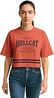 HELLCAT Oversized Crop Tshirt for Woman | Women's Half Sleeve Oversized Tshirt Price In India