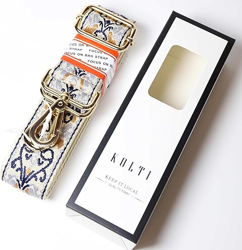 Miniatura 41 de Kolti Correa de repuesto para bolso, bolso cruzado a rayas anchas ajustables Hebilla de oro-04